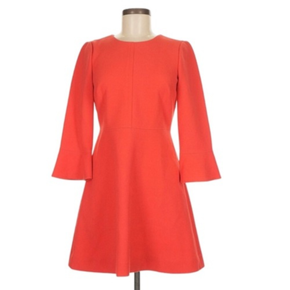 J.Crew Womens 2 Coral A-Line Bell Sleeve Cocktail Wedding Guest Dress EC4V